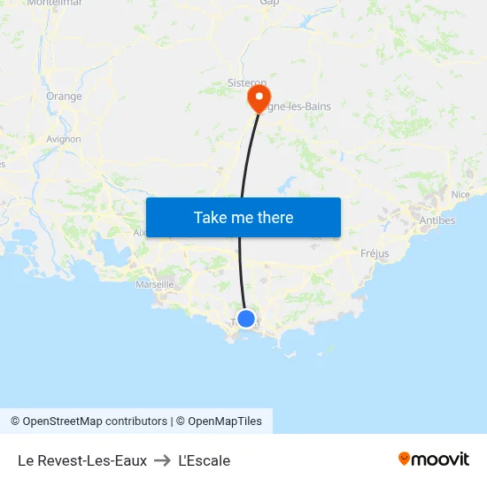 Le Revest-Les-Eaux to L'Escale map