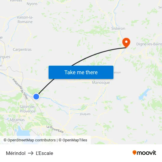 Mérindol to L'Escale map