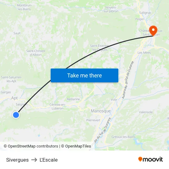 Sivergues to L'Escale map