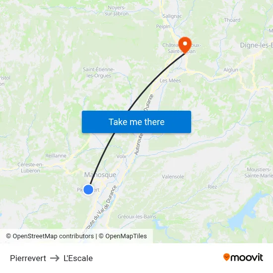 Pierrevert to L'Escale map
