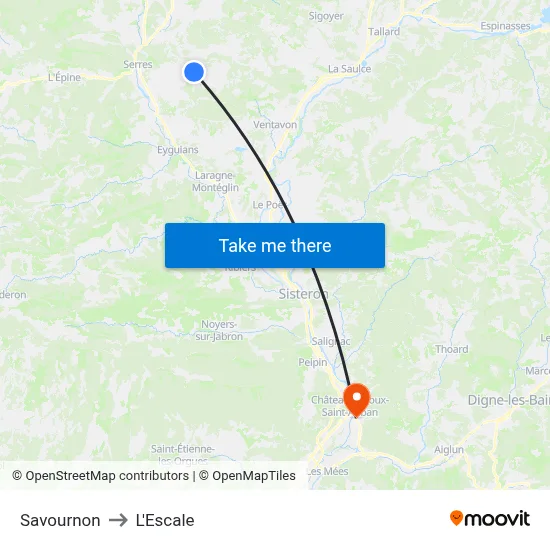 Savournon to L'Escale map