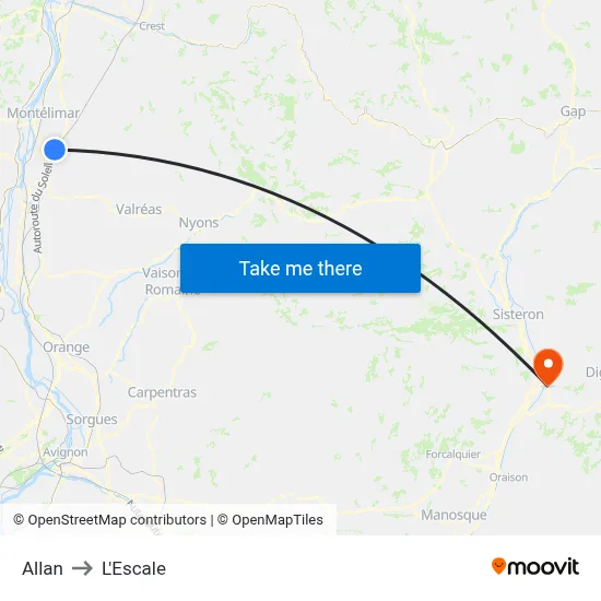 Allan to L'Escale map