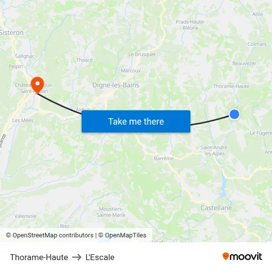Thorame-Haute to L'Escale map