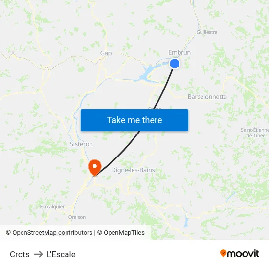 Crots to L'Escale map
