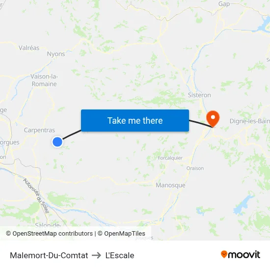 Malemort-Du-Comtat to L'Escale map