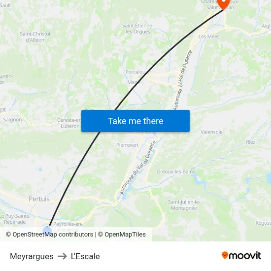 Meyrargues to L'Escale map