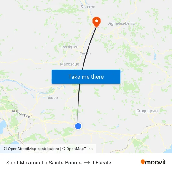 Saint-Maximin-La-Sainte-Baume to L'Escale map