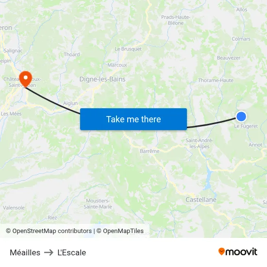 Méailles to L'Escale map