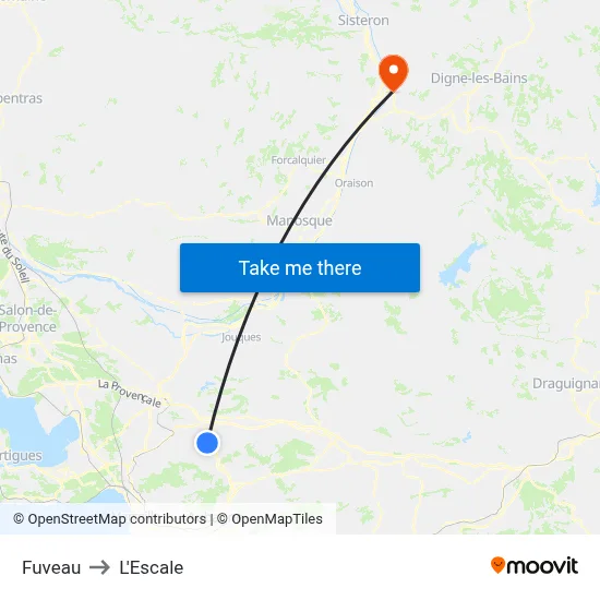 Fuveau to L'Escale map