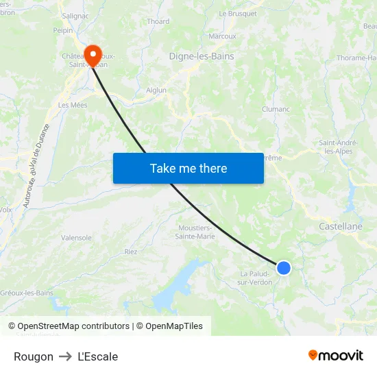 Rougon to L'Escale map