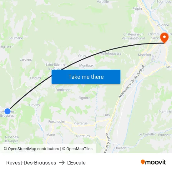 Revest-Des-Brousses to L'Escale map
