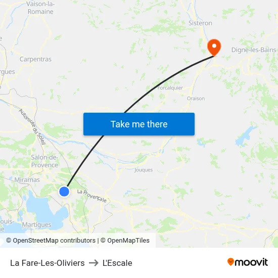 La Fare-Les-Oliviers to L'Escale map