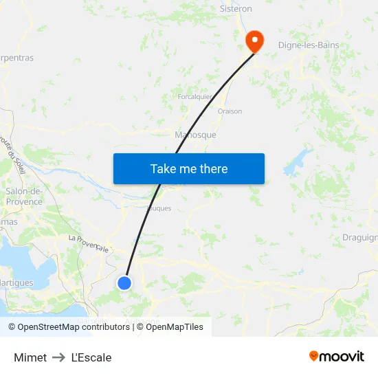 Mimet to L'Escale map