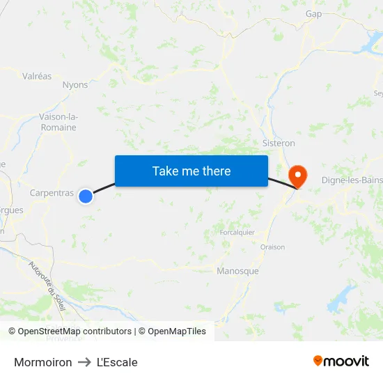 Mormoiron to L'Escale map