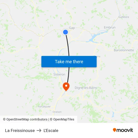 La Freissinouse to L'Escale map