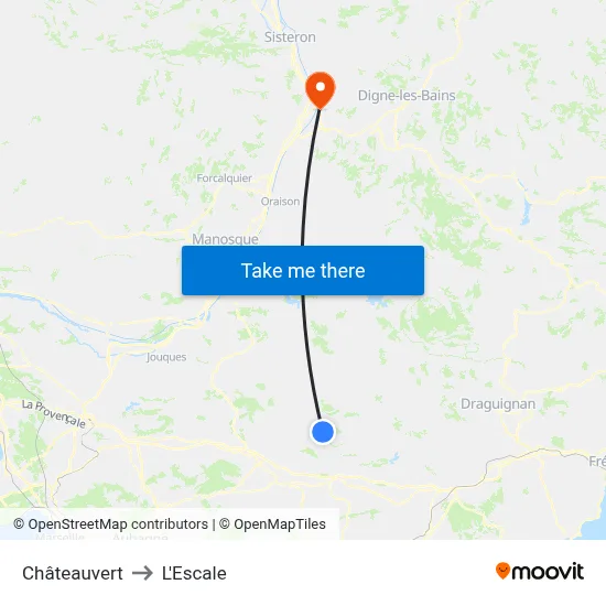 Châteauvert to L'Escale map