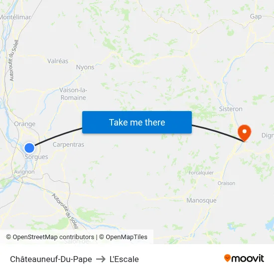 Châteauneuf-Du-Pape to L'Escale map