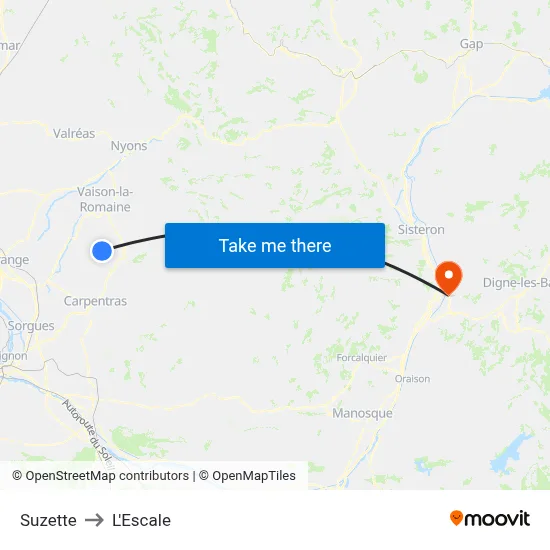 Suzette to L'Escale map