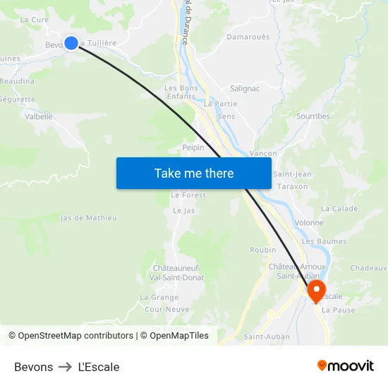 Bevons to L'Escale map