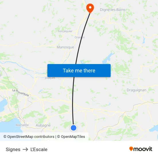 Signes to L'Escale map