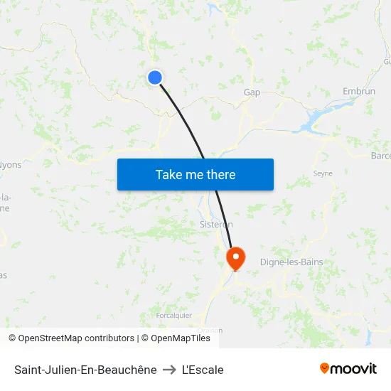 Saint-Julien-En-Beauchêne to L'Escale map
