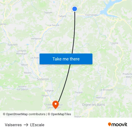 Valserres to L'Escale map