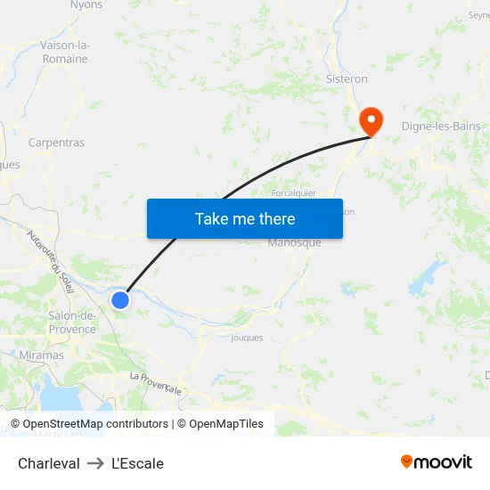 Charleval to L'Escale map