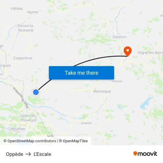 Oppède to L'Escale map