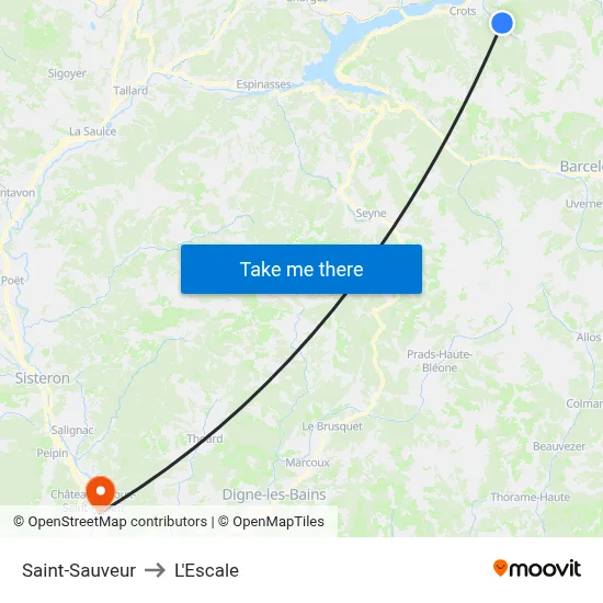 Saint-Sauveur to L'Escale map