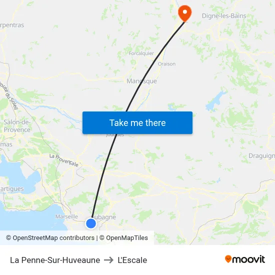 La Penne-Sur-Huveaune to L'Escale map