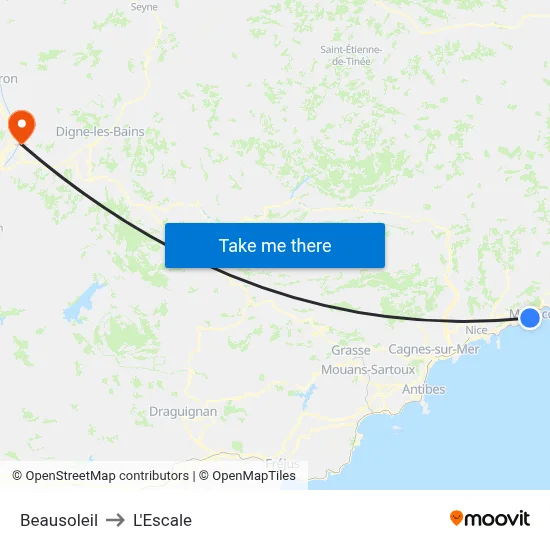 Beausoleil to L'Escale map