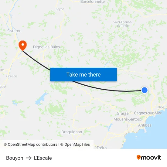 Bouyon to L'Escale map