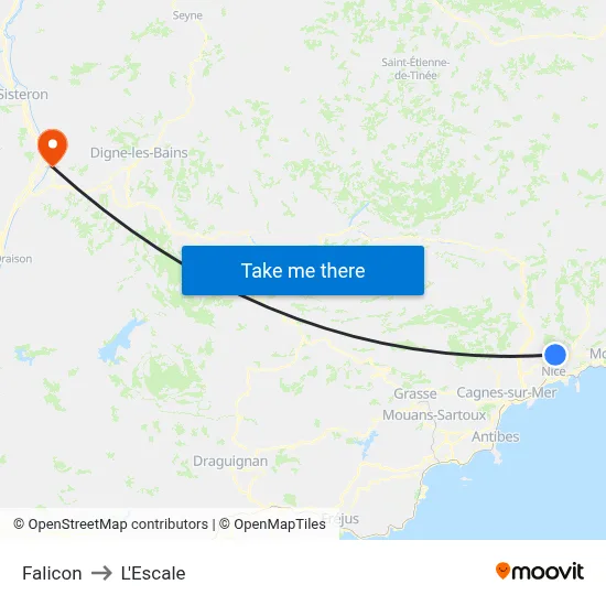 Falicon to L'Escale map