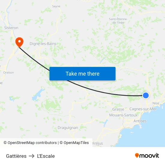 Gattières to L'Escale map