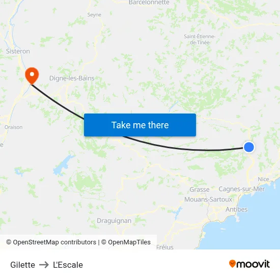 Gilette to L'Escale map