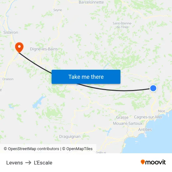 Levens to L'Escale map