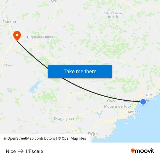 Nice to L'Escale map