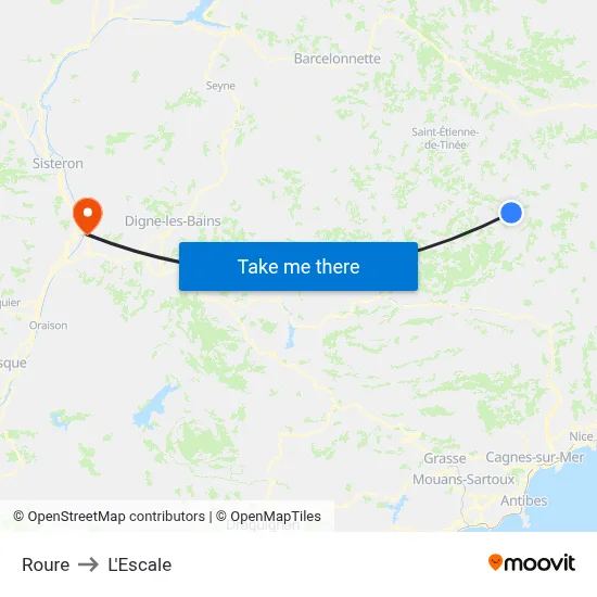 Roure to L'Escale map