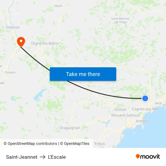 Saint-Jeannet to L'Escale map