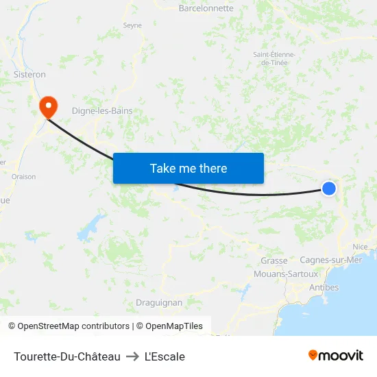 Tourette-Du-Château to L'Escale map