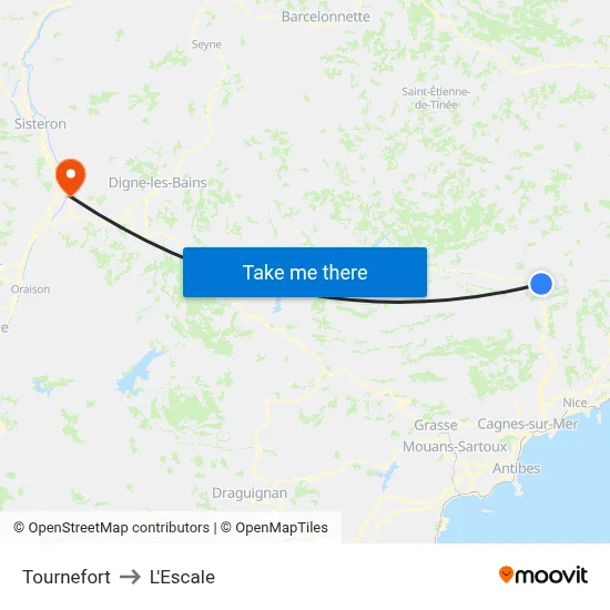 Tournefort to L'Escale map