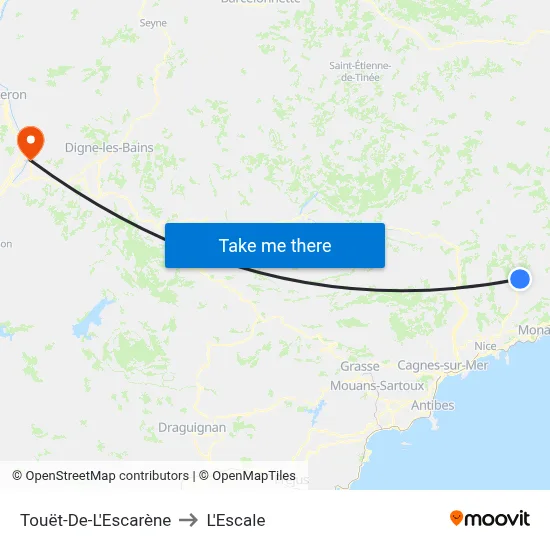 Touët-De-L'Escarène to L'Escale map
