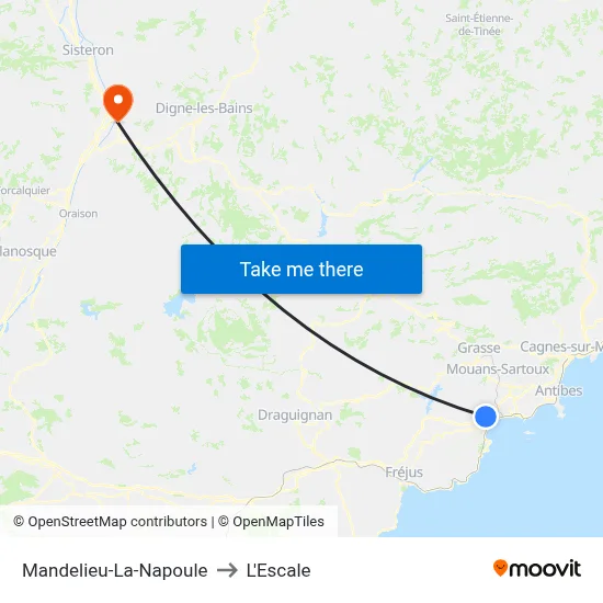 Mandelieu-La-Napoule to L'Escale map