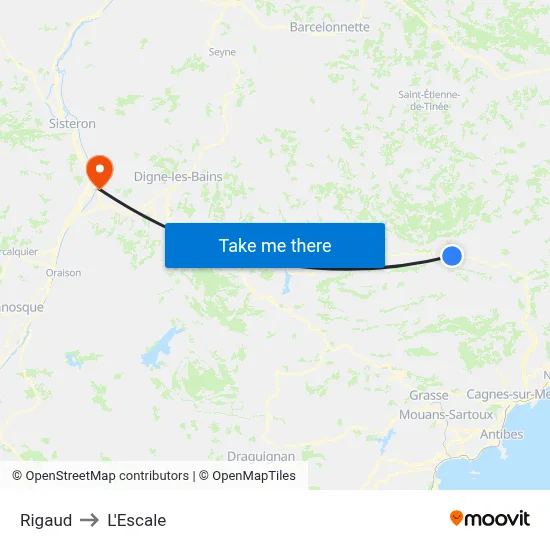 Rigaud to L'Escale map