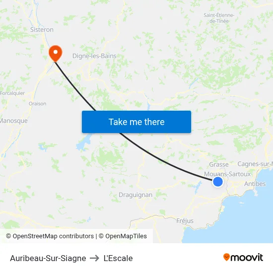 Auribeau-Sur-Siagne to L'Escale map