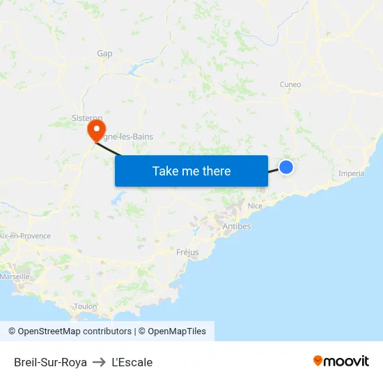 Breil-Sur-Roya to L'Escale map