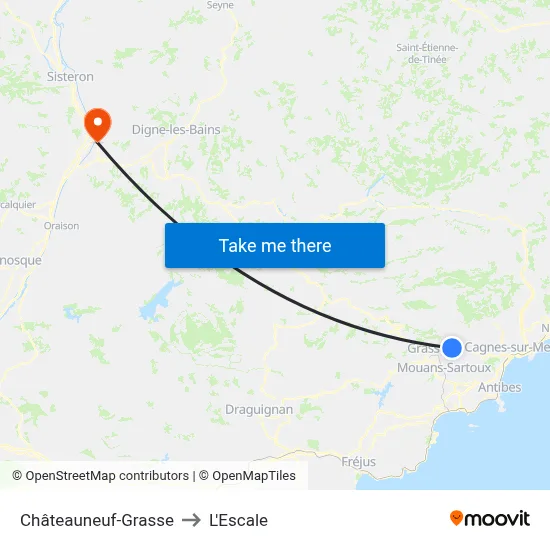Châteauneuf-Grasse to L'Escale map