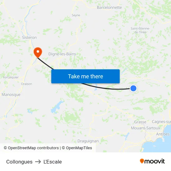 Collongues to L'Escale map