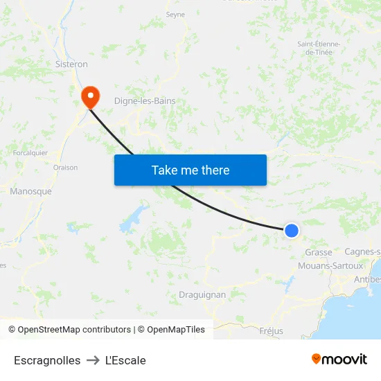 Escragnolles to L'Escale map