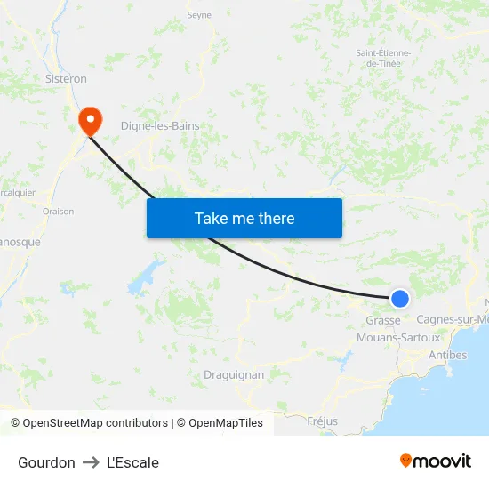 Gourdon to L'Escale map